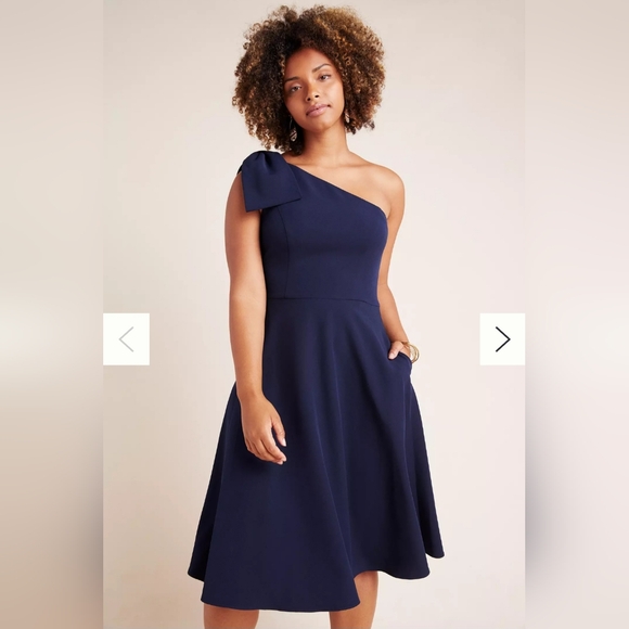 Anthropologie Gal Meets Glam Navy Yvonne One-Shoulder Mini Dress
